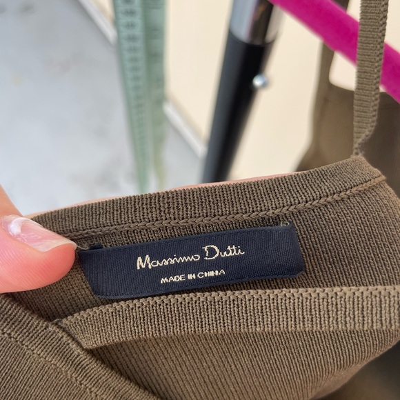 Massimo Dutti Green Knit Spaghetti Strap Slip Dress - Picture 14 of 14